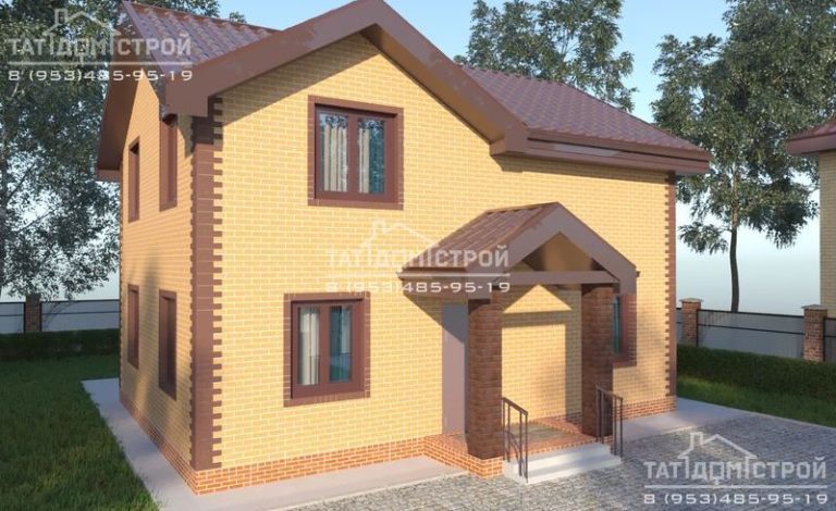 Кирпичный дом 131м² (дом 131,4м², крыльцо 4,8м²) терраса 11,4м²