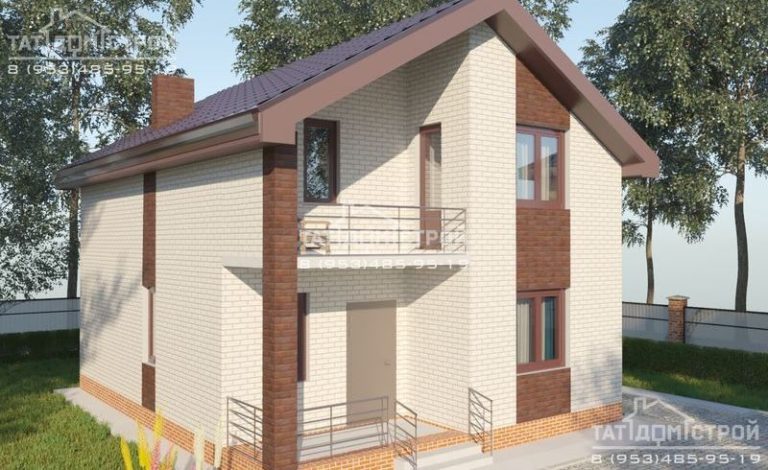 Кирпичный дом 139,6м² (дом 125,4м², крыльцо и балкон 14,2м²)