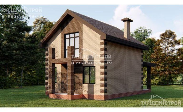 Кирпичный дом 88м² + крыльцо 3,94м², терраса 17,8м²