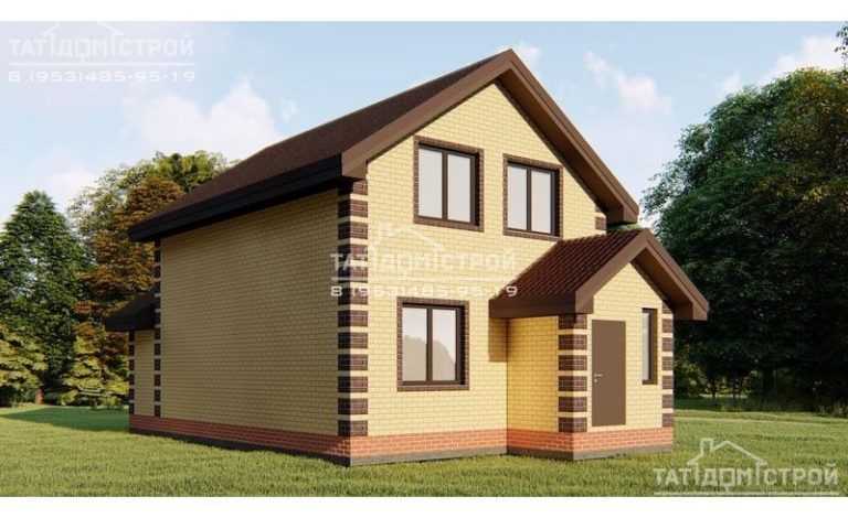 Кирпичный коттедж 97 м² + 2 теплых крыльца 3,7 м² (105)