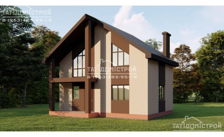 Кирпичный дом 100м² Крыльцо и балкон по 6,8 м² (Шигали)